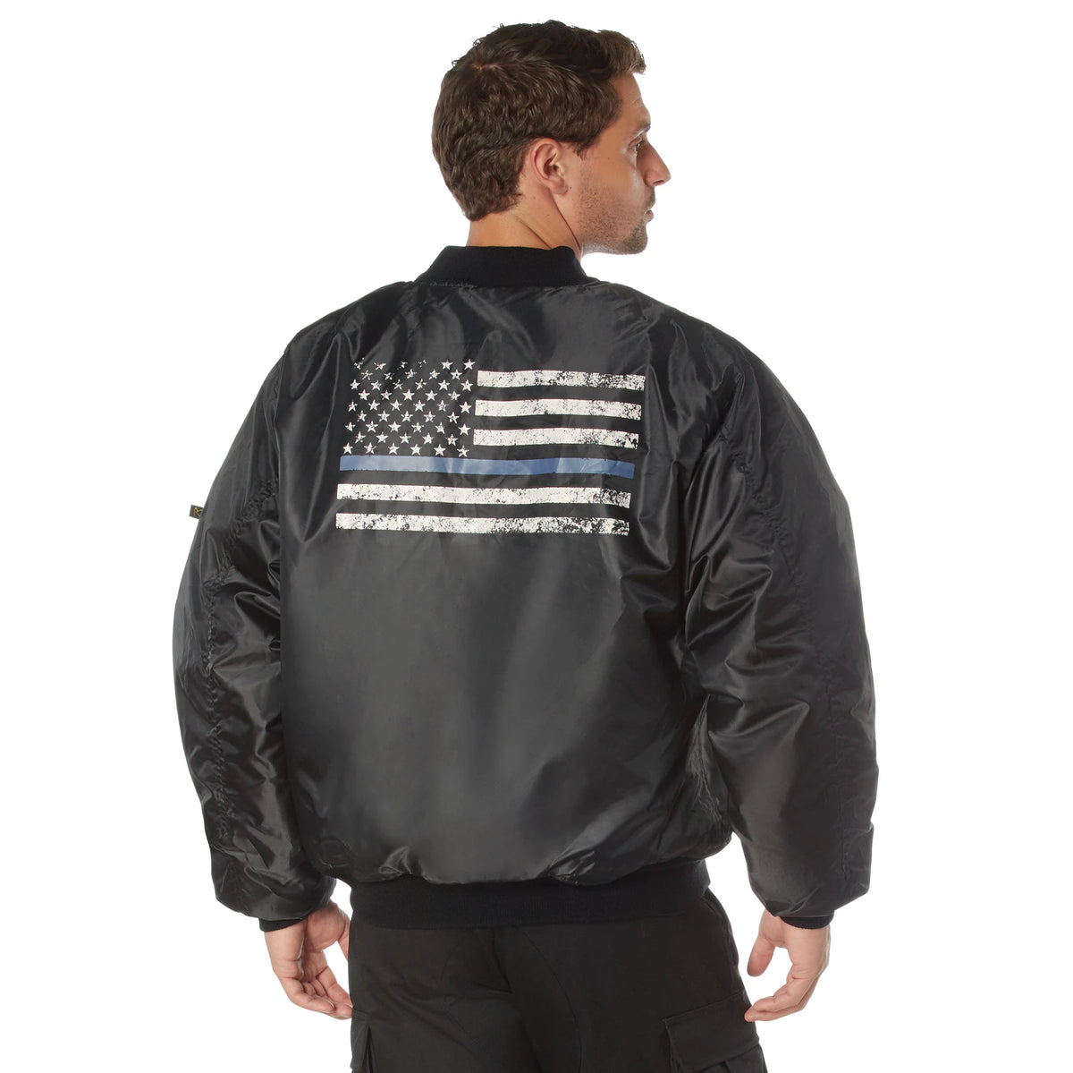 Rothco Thin Blue Line Flag MA-1 Flight Jacket - Rothco 4951-BK-S