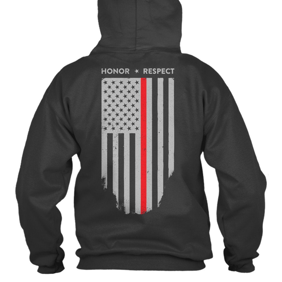 Hoodie - Thin Red Line American Flag HONOR & RESPECT