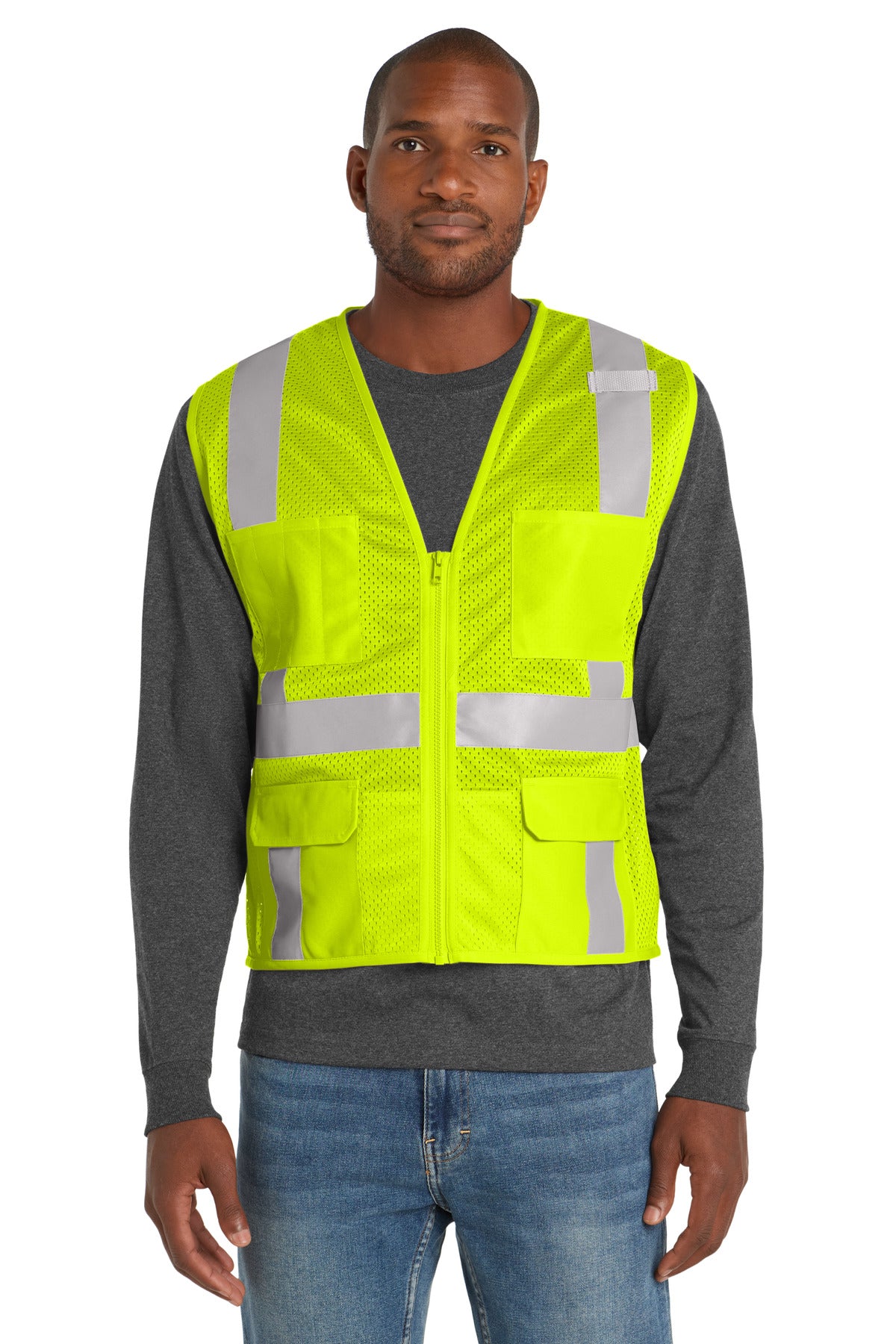 CornerStone ® ANSI 107 Class 2 Mesh Six-Pocket Zippered Vest. CSV104