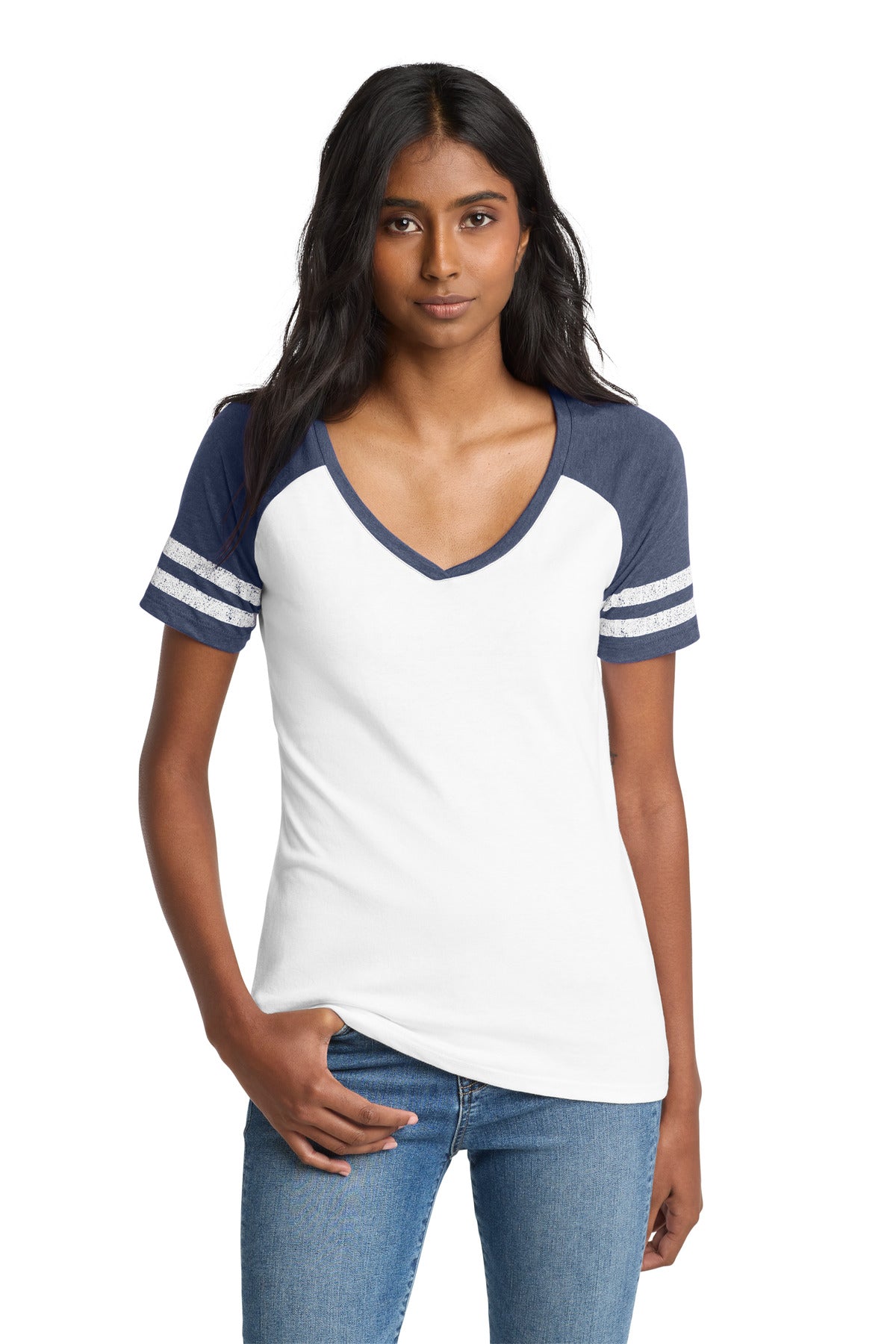 District ® Women's Game V-Neck Tee. DM476