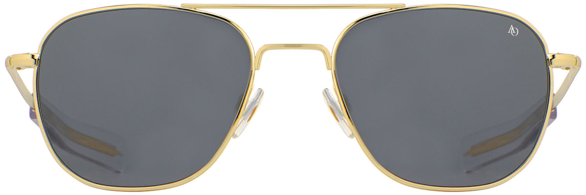 AO Eyewear Original Pilot Sunglasses - Gold frame, True Color Grey glass lenses
