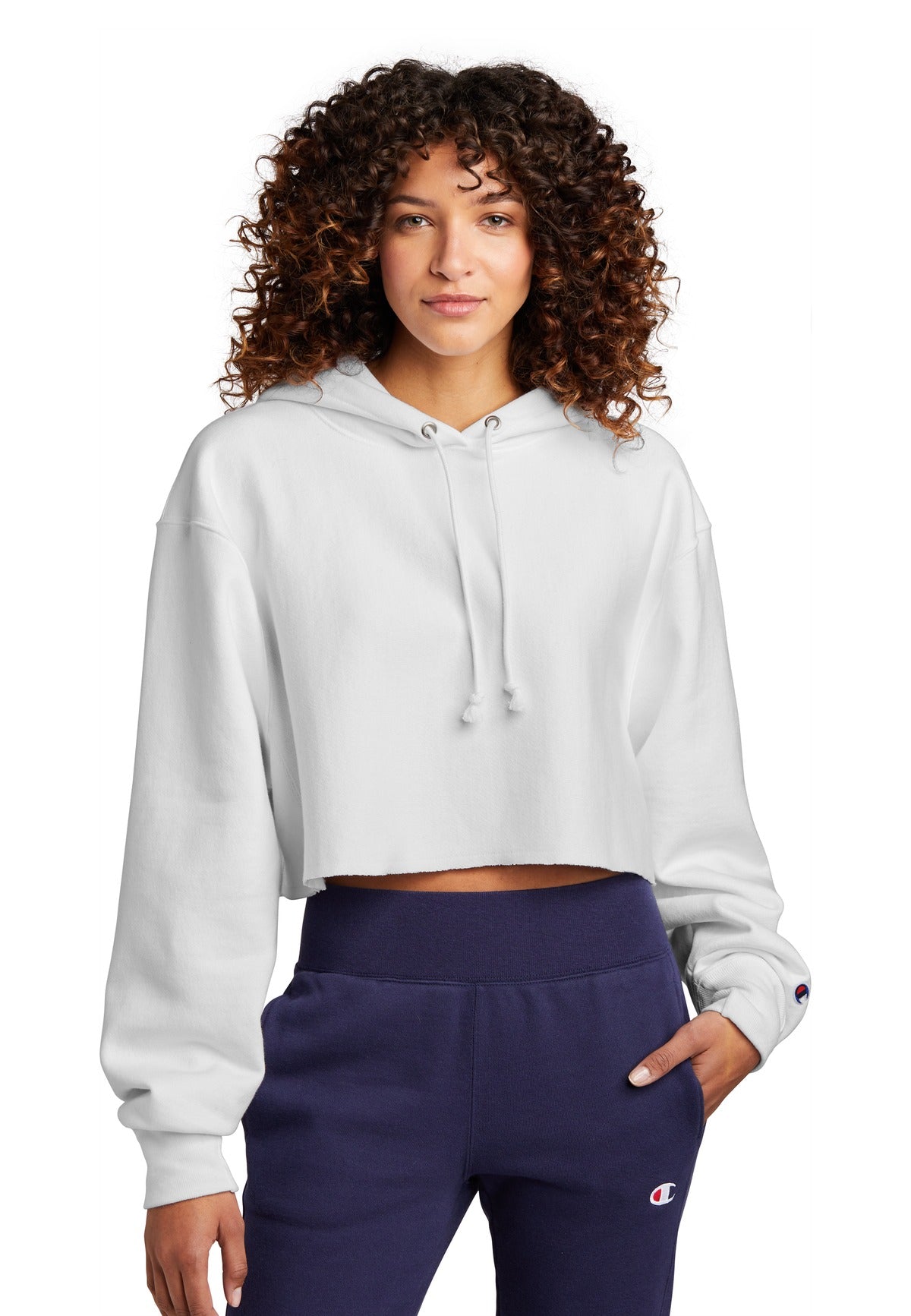 Champion ® Women's Reverse Weave ® Cropped Cut-Off Hooded Sweatshirt RW01W