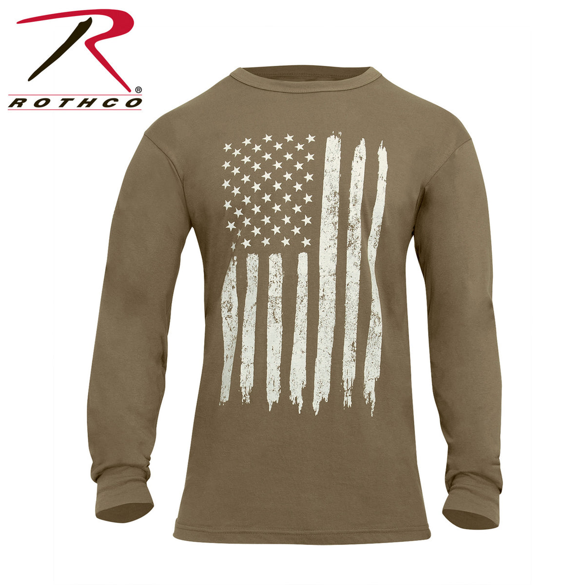 Rothco US Flag Long Sleeve T-Shirt - Coyote Brown