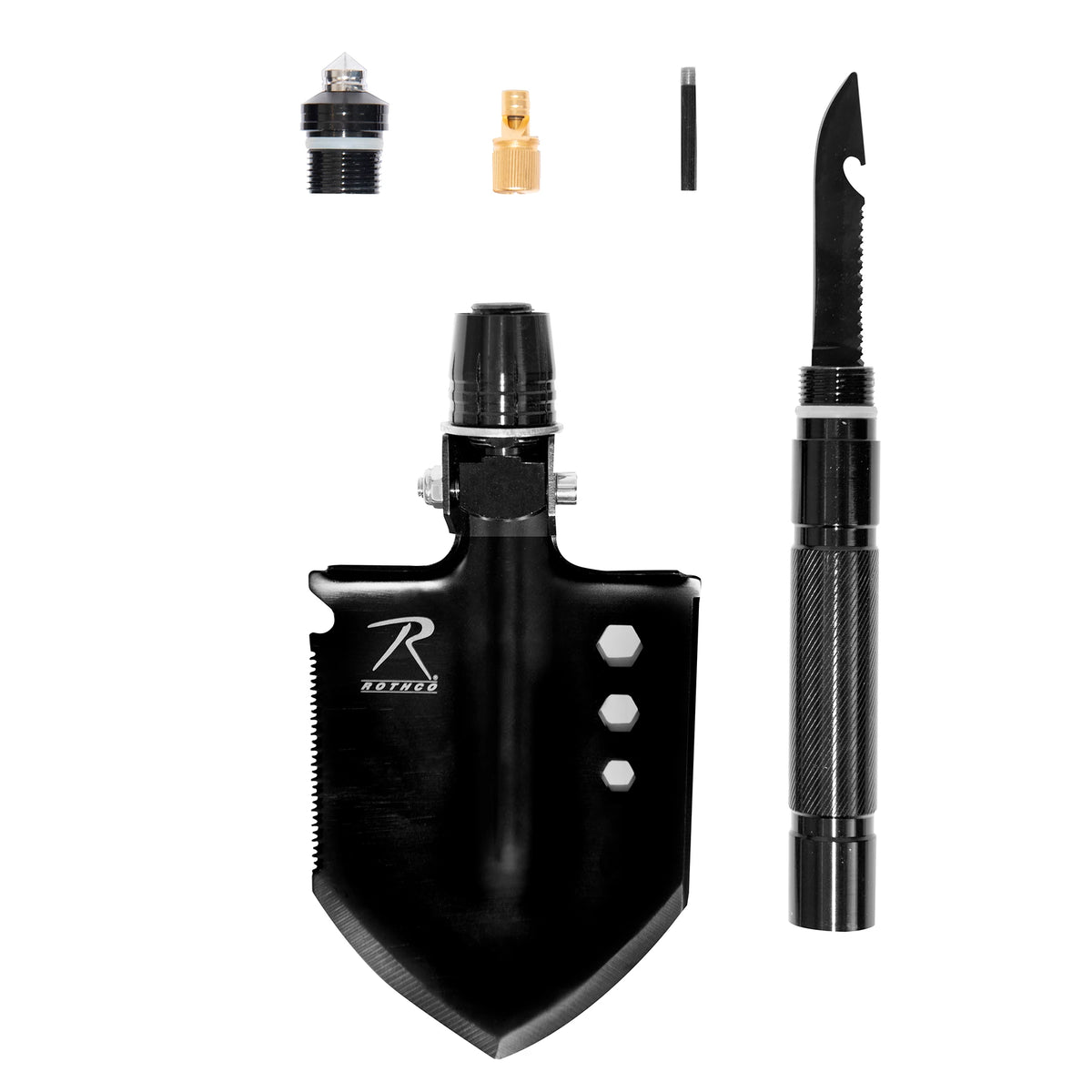 Rothco 8-in-1 Multi-Tool Survival Shovel / Portable Camping Entrenching Tool - Stainless Steel - Rothco 10156