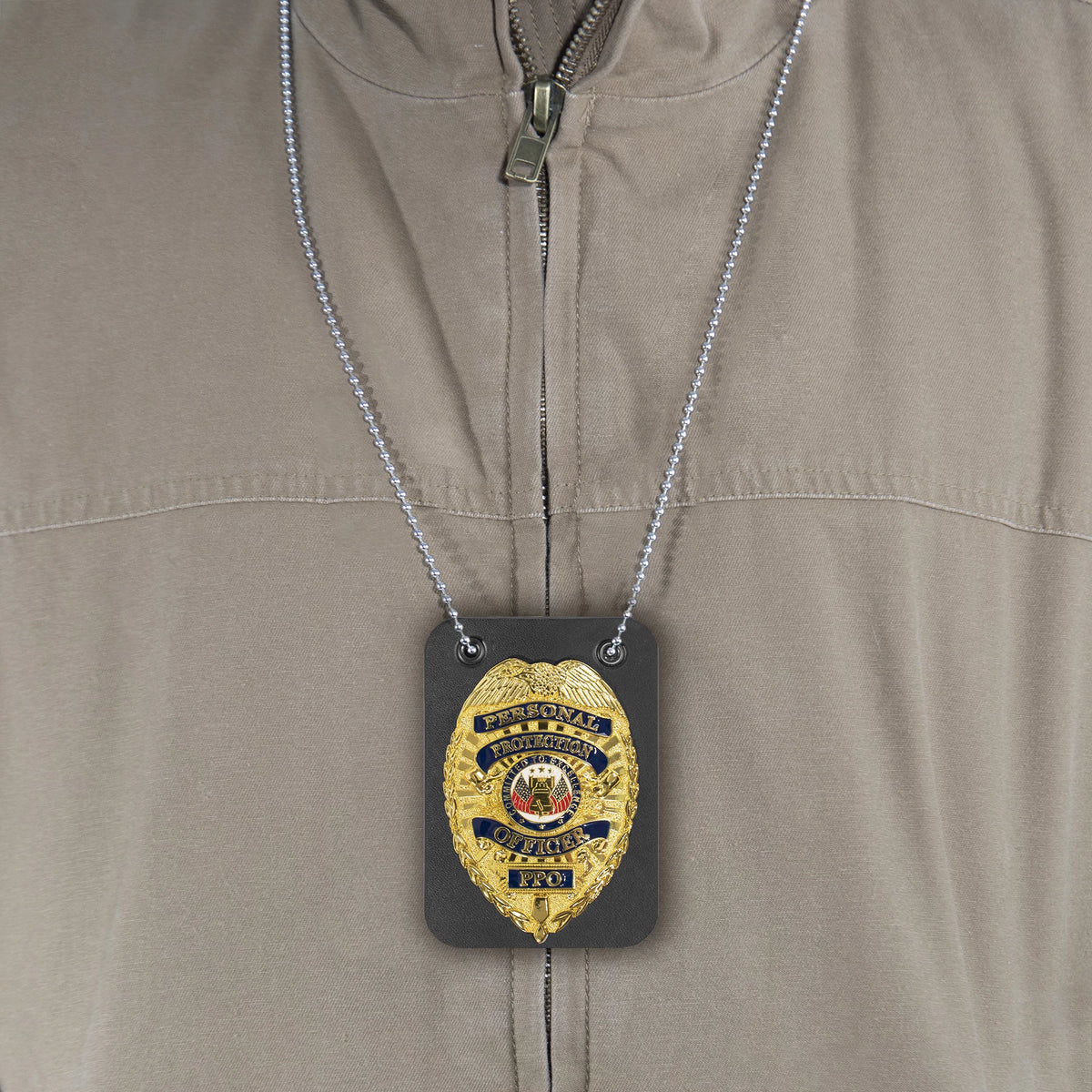 Rothco Low Profile Leather Badge Holder with Chain - Rothco 11311