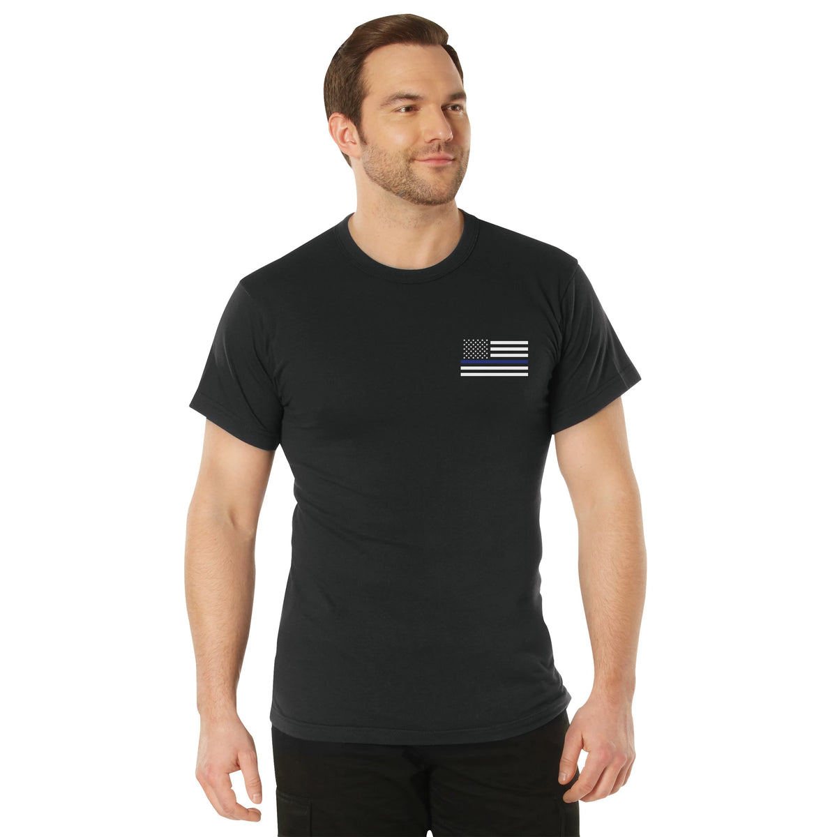 Rothco Honor and Respect 2-Sided Thin Blue Line Flag T-Shirt - Black - Rothco 1844-SML