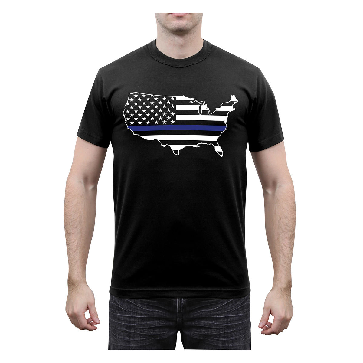 Rothco Thin Blue Line America Map T-Shirt - Rothco 1851-SML