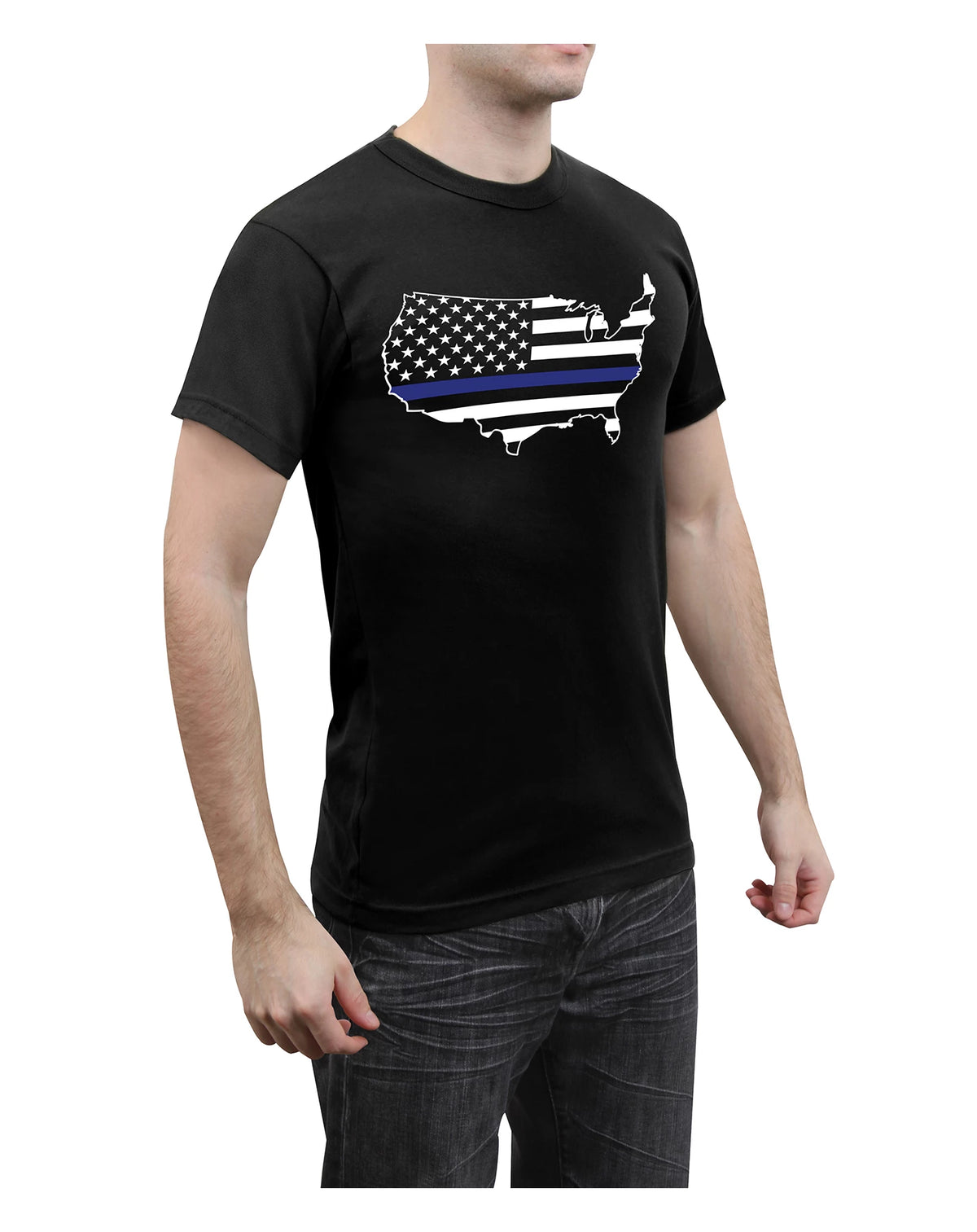 Rothco Thin Blue Line America Map T-Shirt - Rothco 1851-SML