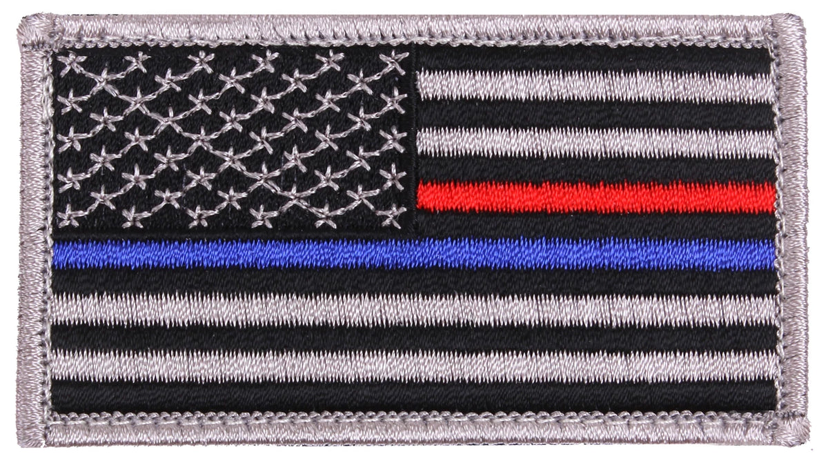 Rothco Thin Blue Line / Thin Red Line US Flag Patch - Hook Back - Rothco 18899