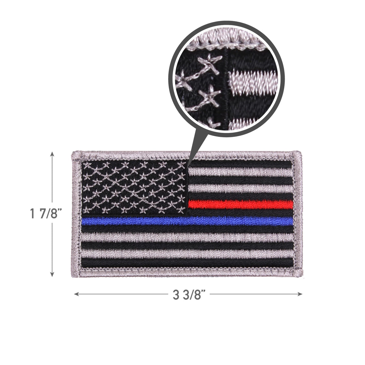 Rothco Thin Blue Line / Thin Red Line US Flag Patch - Hook Back - Rothco 18899