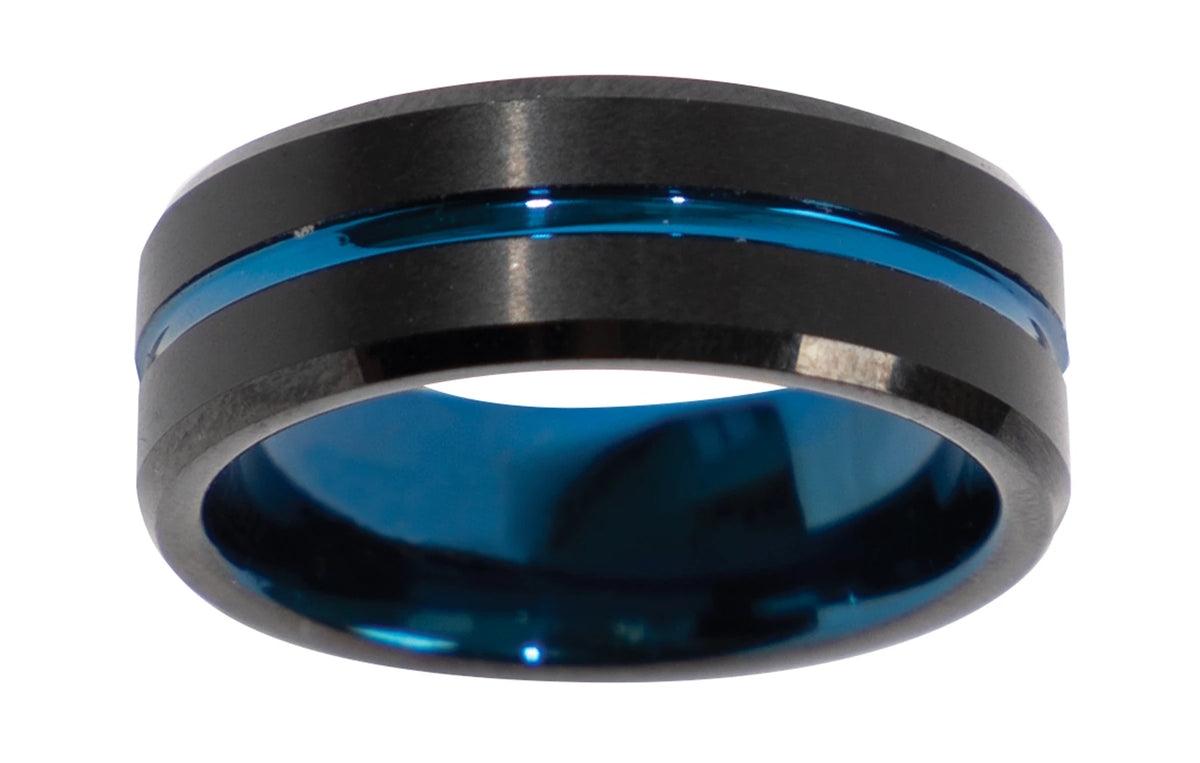 Rothco Tungsten Carbide Thin Blue Line Ring - Rothco 19991-BLACK/BLUE-13