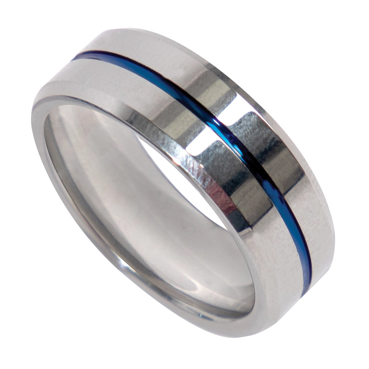 Rothco Tungsten Carbide Thin Blue Line Ring - Rothco 19992-SILVER/BLUE-7