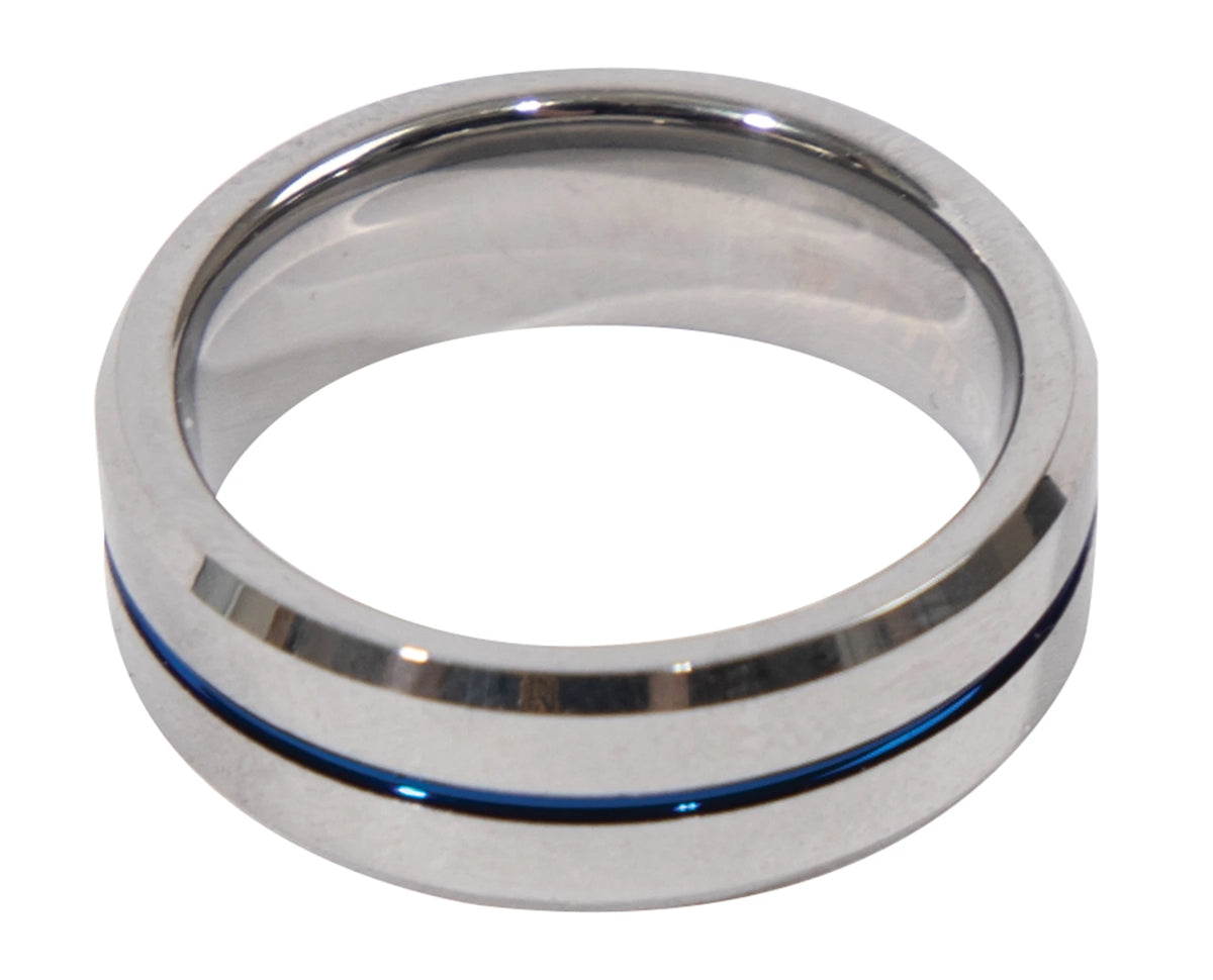 Rothco Tungsten Carbide Thin Blue Line Ring - Rothco 19992-SILVER/BLUE-13