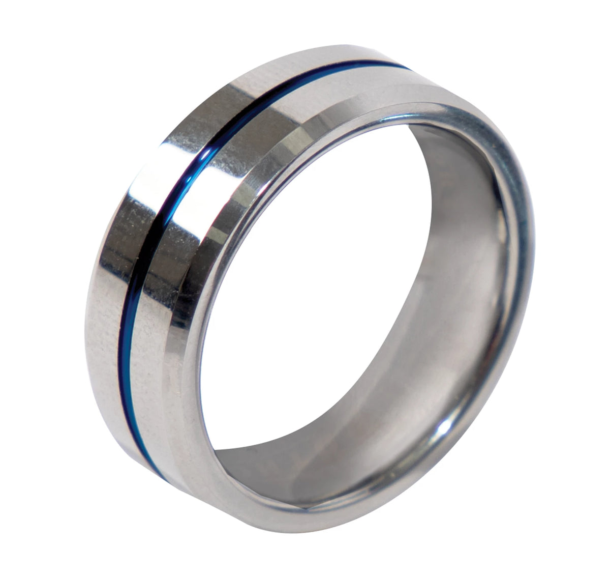 Rothco Tungsten Carbide Thin Blue Line Ring - Rothco 19992-SILVER/BLUE-9