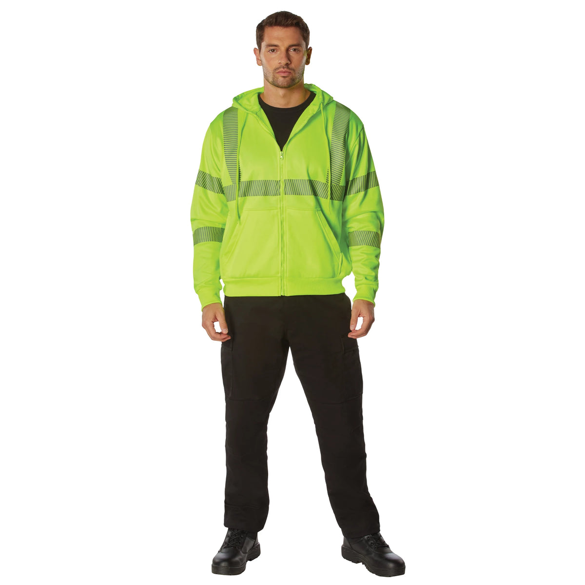 Rothco Hi-Vis Performance Zipper Sweatshirt - Safety Green - Rothco 20381-SML