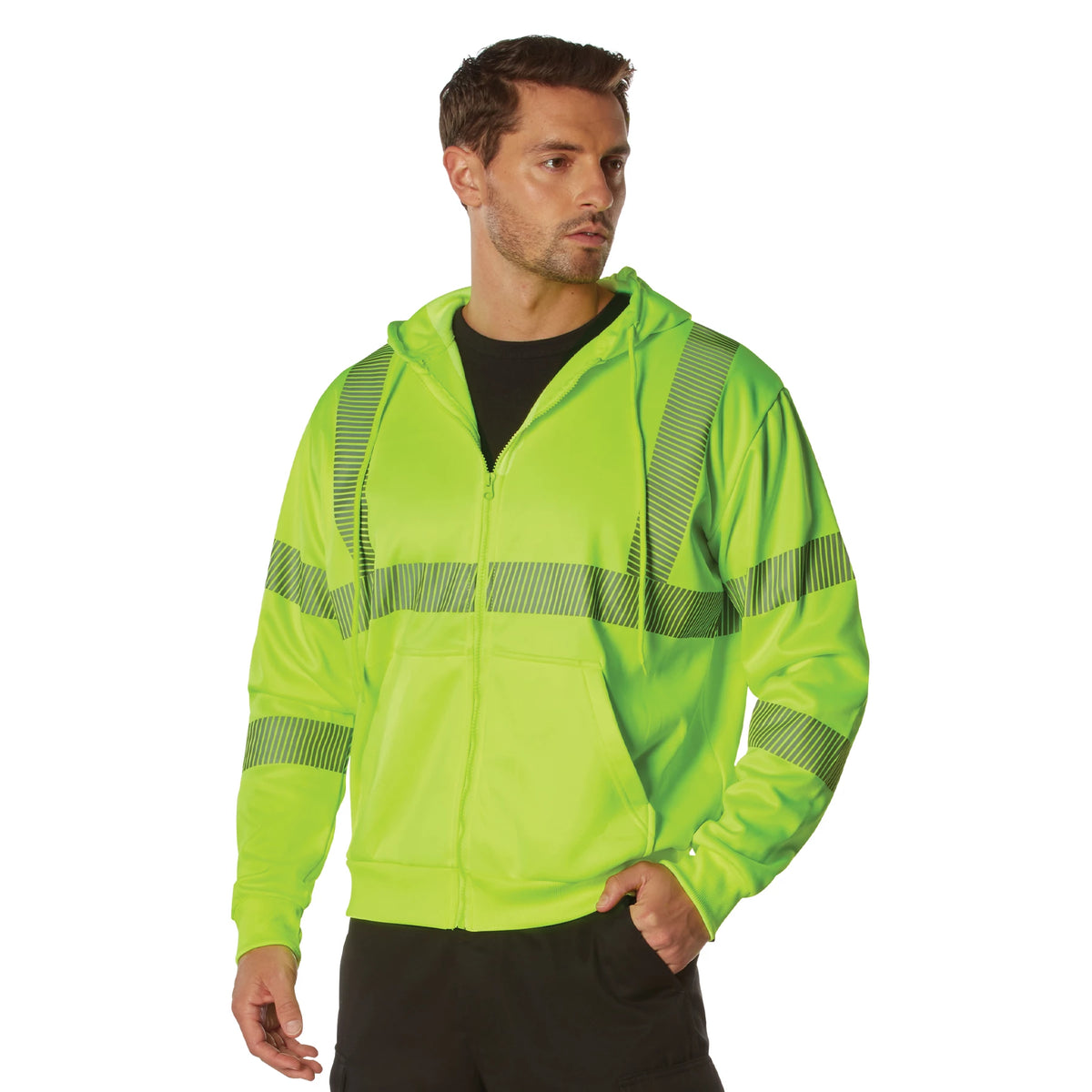 Rothco Hi-Vis Performance Zipper Sweatshirt - Safety Green - Rothco 20381-SML