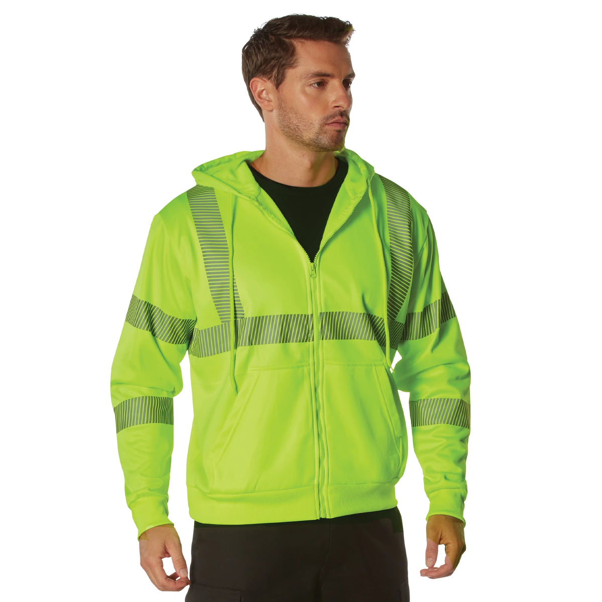 Rothco Hi-Vis Performance Zipper Sweatshirt - Safety Green - Rothco 20381-SML