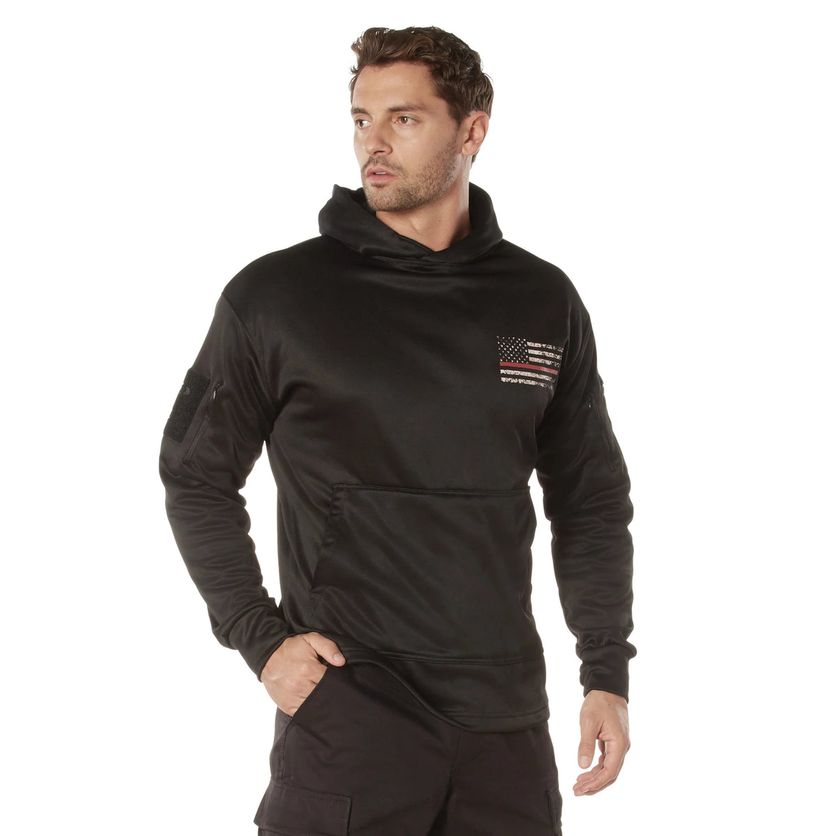 Rothco Concealed Carry Thin Red Line Hoodie - Rothco 2066-BK-S