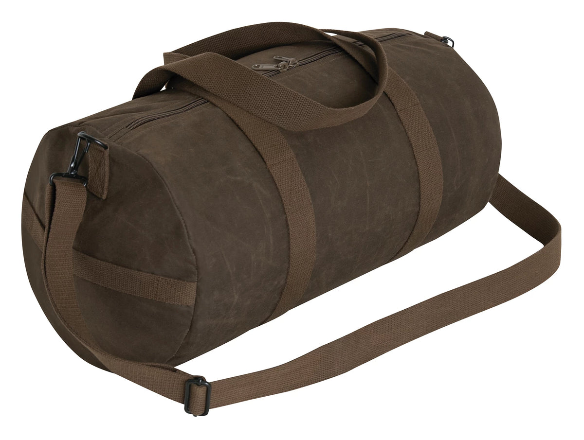 Rothco Waxed Canvas Shoulder Duffle Bag - 19 Inch - Rothco 2416-BROWN