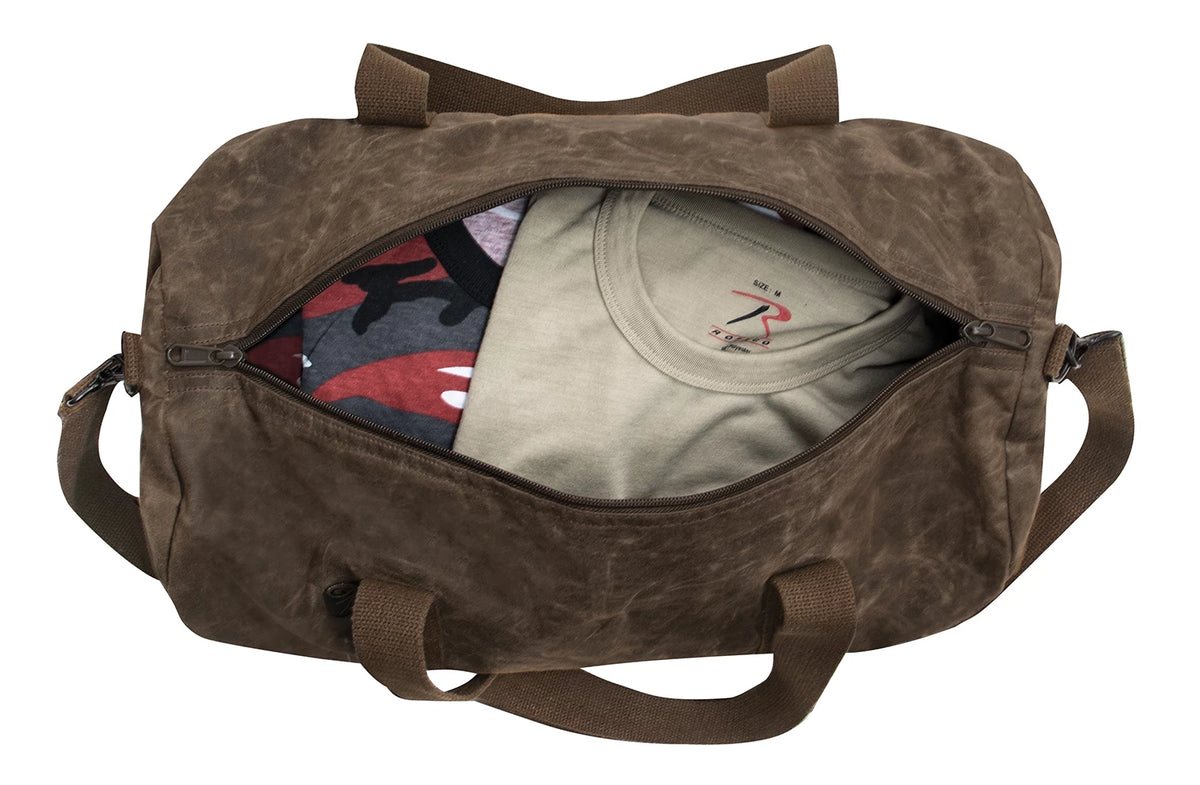 Rothco Waxed Canvas Shoulder Duffle Bag - 19 Inch - Rothco 2416-BROWN