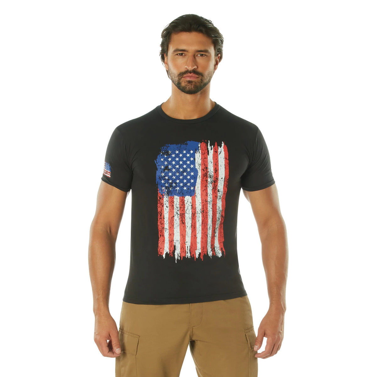 Rothco Distressed US Flag Athletic Fit T-Shirt - Rothco 2713-RWB-S