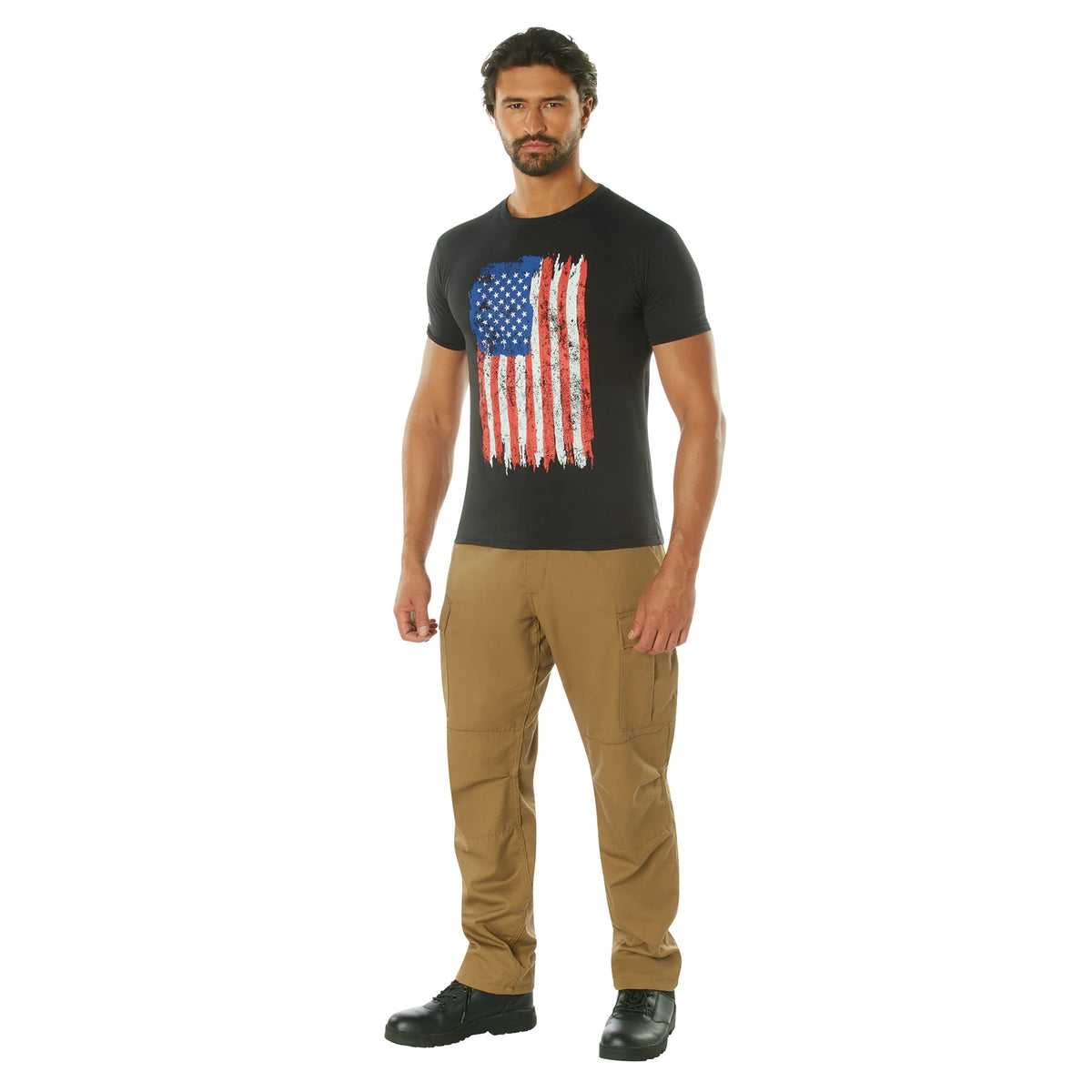 Rothco Distressed US Flag Athletic Fit T-Shirt - Rothco 2713-RWB-S