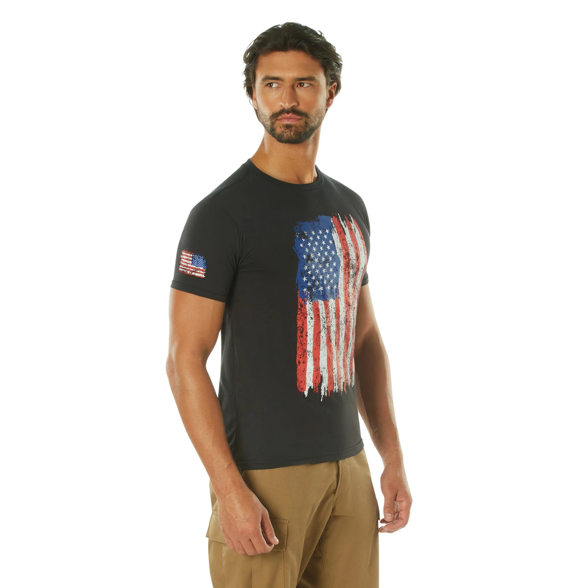 Rothco Distressed US Flag Athletic Fit T-Shirt - Rothco 2713-RWB-S
