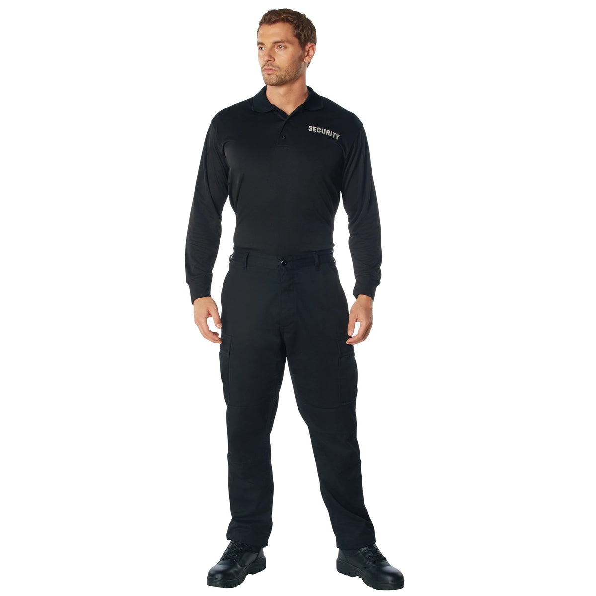 Rothco Moisture Wicking Long Sleeve Security Polo - Rothco 2716-BK-S