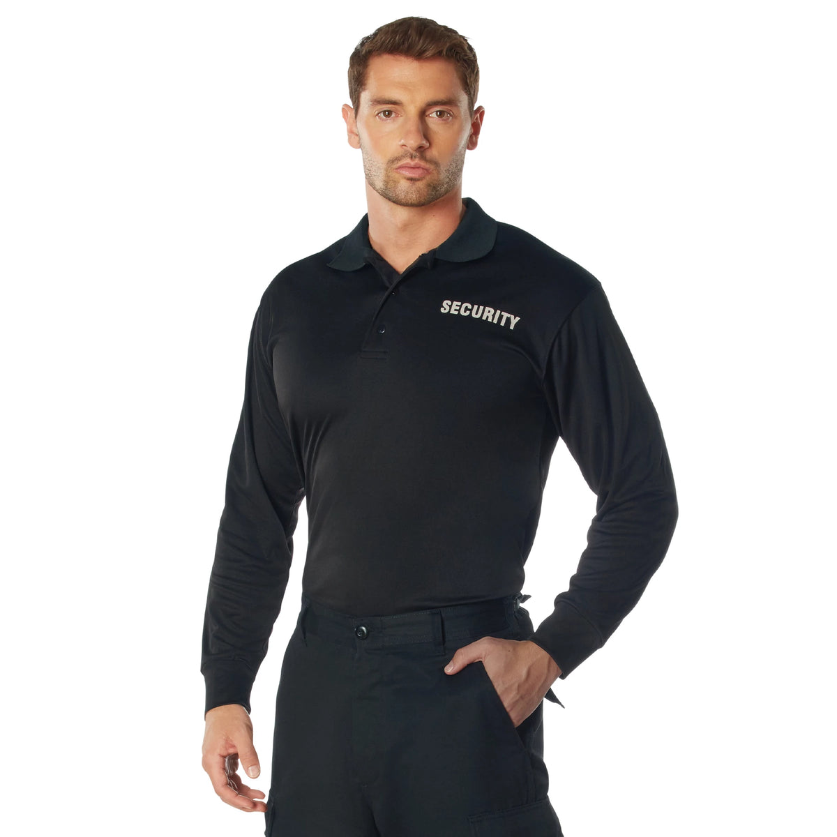 Rothco Moisture Wicking Long Sleeve Security Polo - Rothco 2716-BK-S
