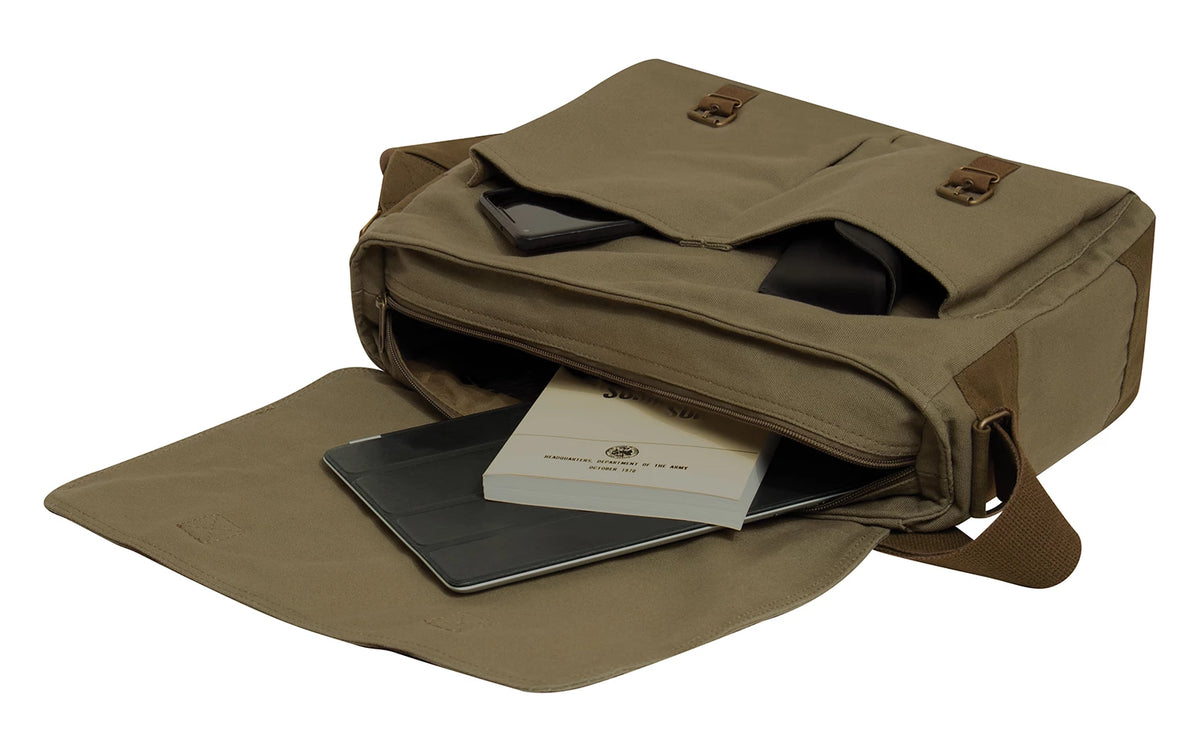 Rothco Deluxe Vintage Canvas Messenger Bag - Olive Drab - Rothco 2759