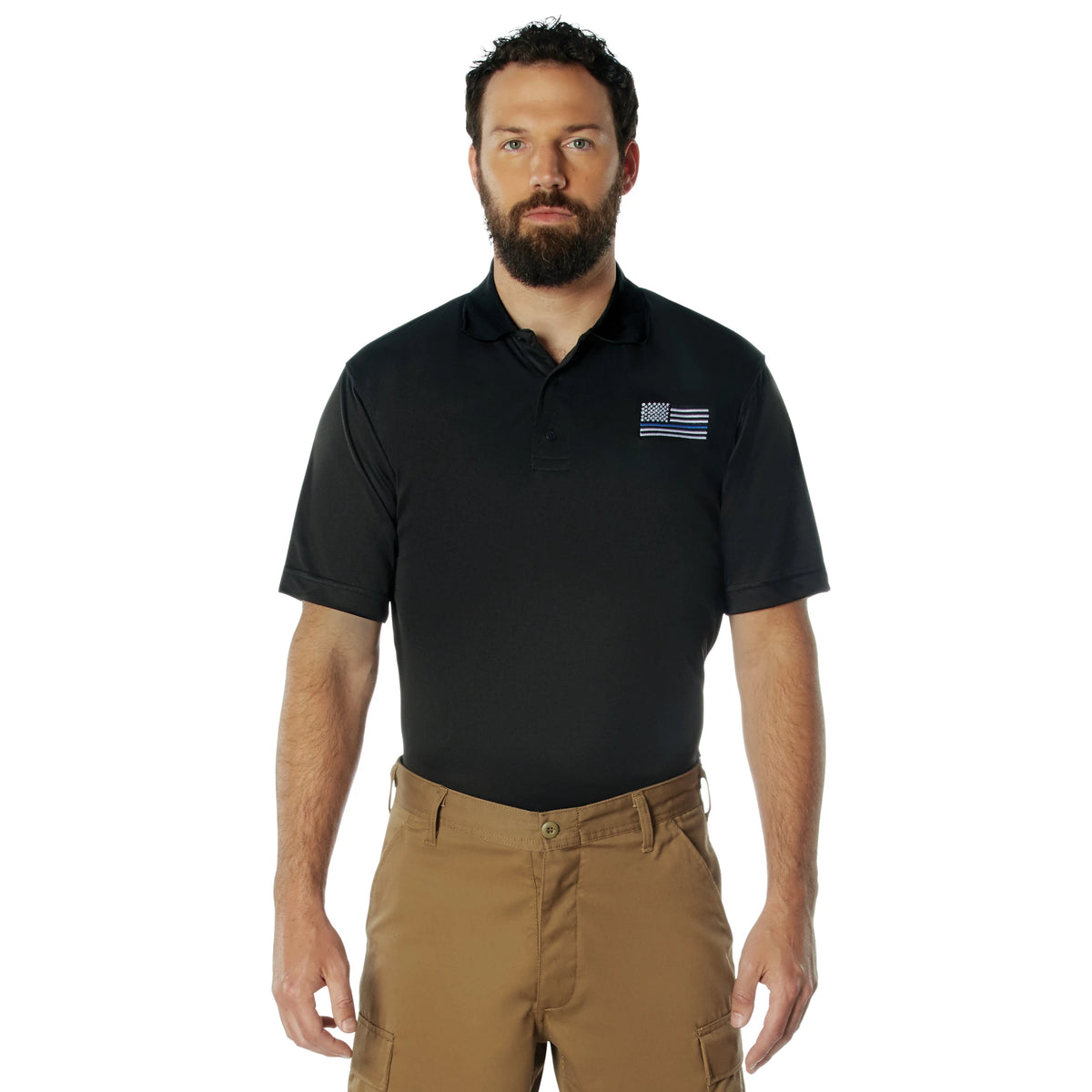 Rothco Thin Blue Line Moisture Wicking Polo - Rothco 2812-BK-S