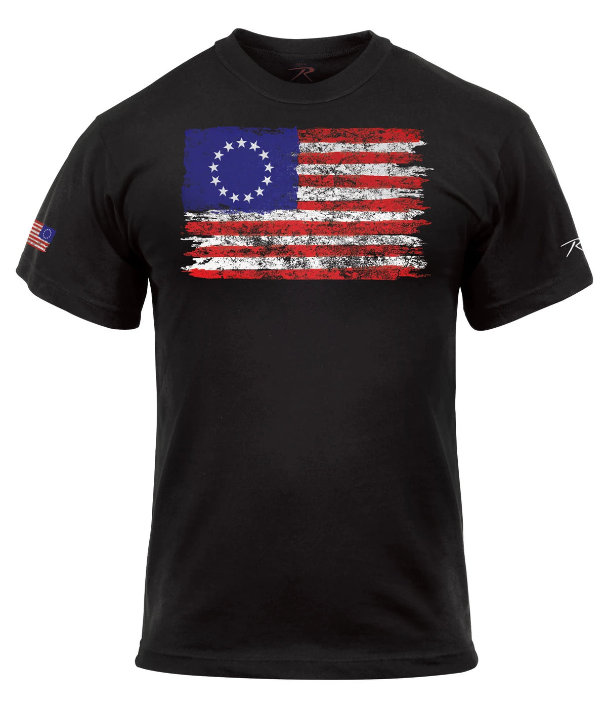 Rothco Colonial Betsy Ross Flag T-Shirt - Black - Rothco 2628-SML
