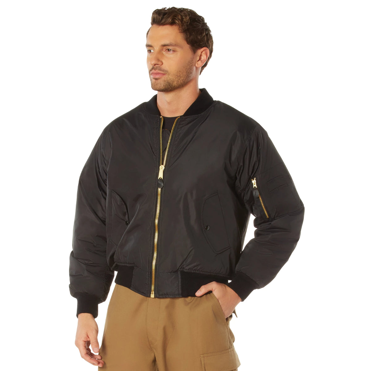 Rothco Enhanced Nylon MA-1 Flight Jacket - Rothco 2890-BK-XS
