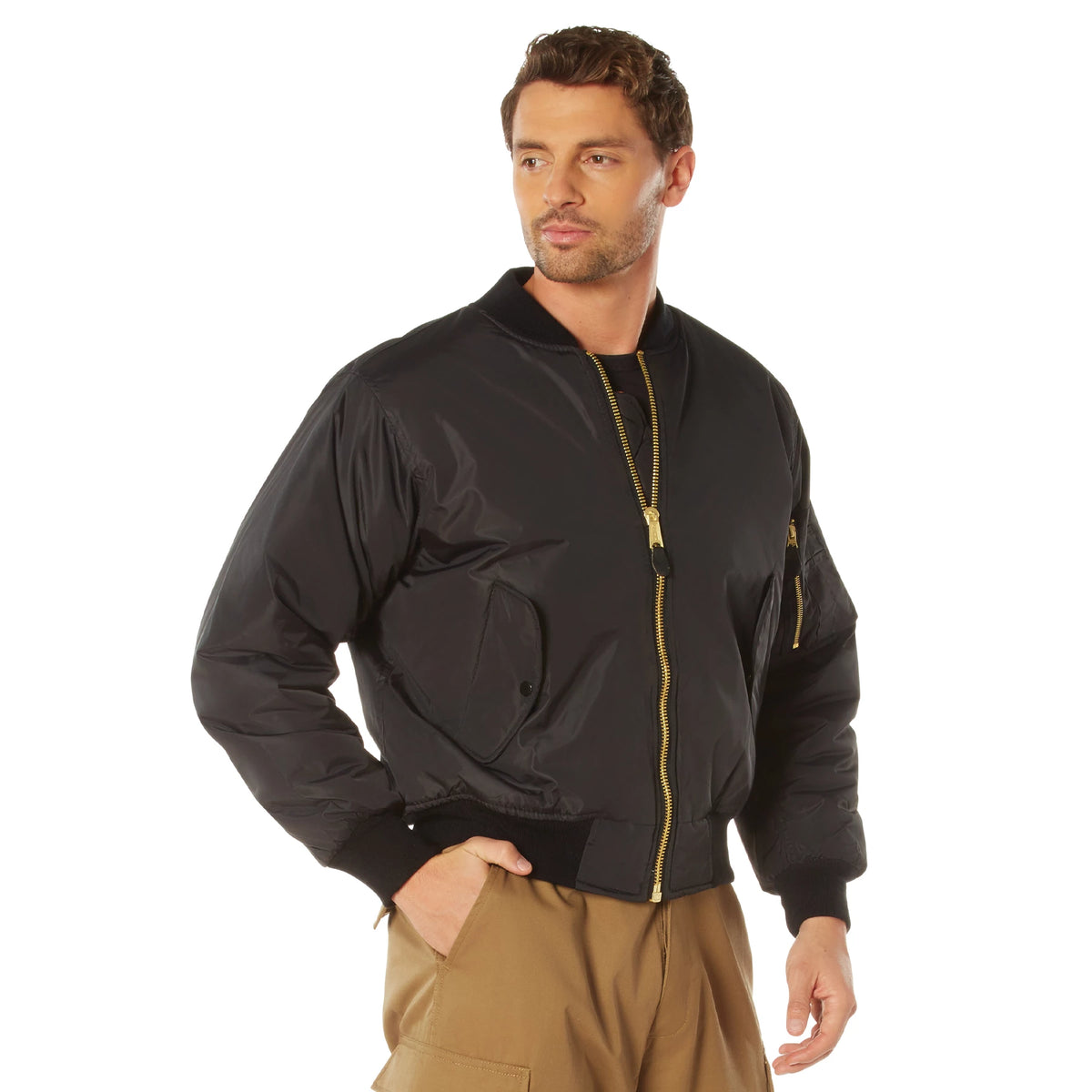 Rothco Enhanced Nylon MA-1 Flight Jacket - Rothco 2890-BK-XS
