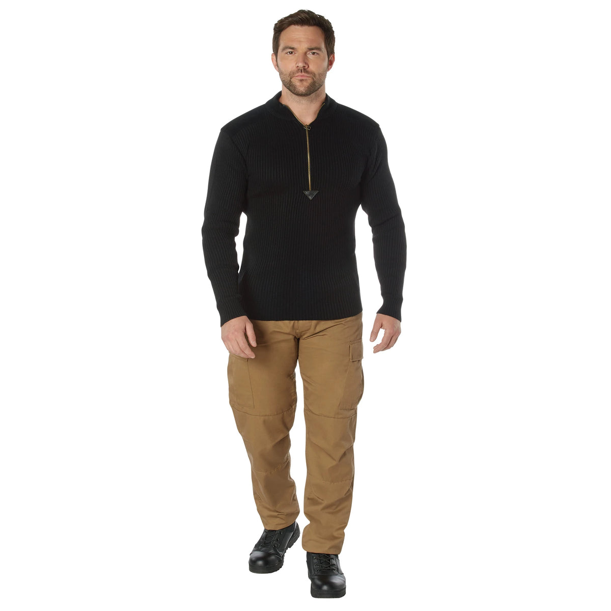 Rothco Quarter Zip Acrylic Commando Sweater - Rothco 3390-BK-XL