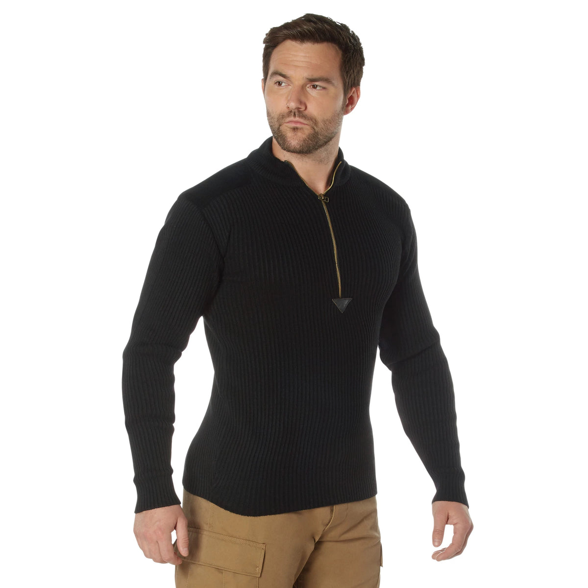 Rothco Quarter Zip Acrylic Commando Sweater - Rothco 3390-BK-S