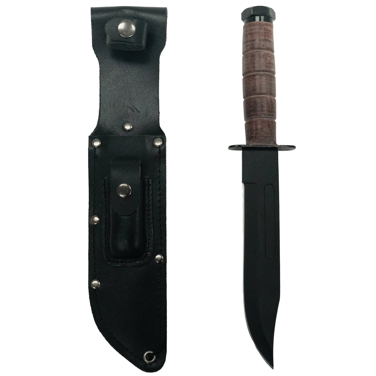 Rothco Military Fighting Utility Knife With Leather Handle - Rothco 3261