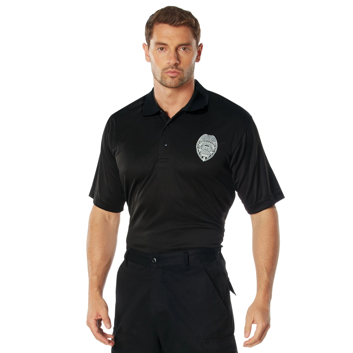 Rothco Moisture Wicking Security Polo Shirt With Badge - Rothco 3627-S