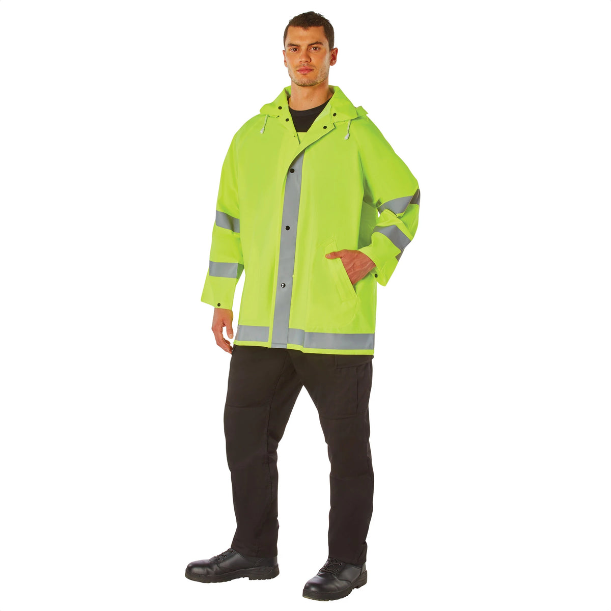 Rothco Safety Reflective Rain Jacket - Rothco 3654-SAFGRN-S