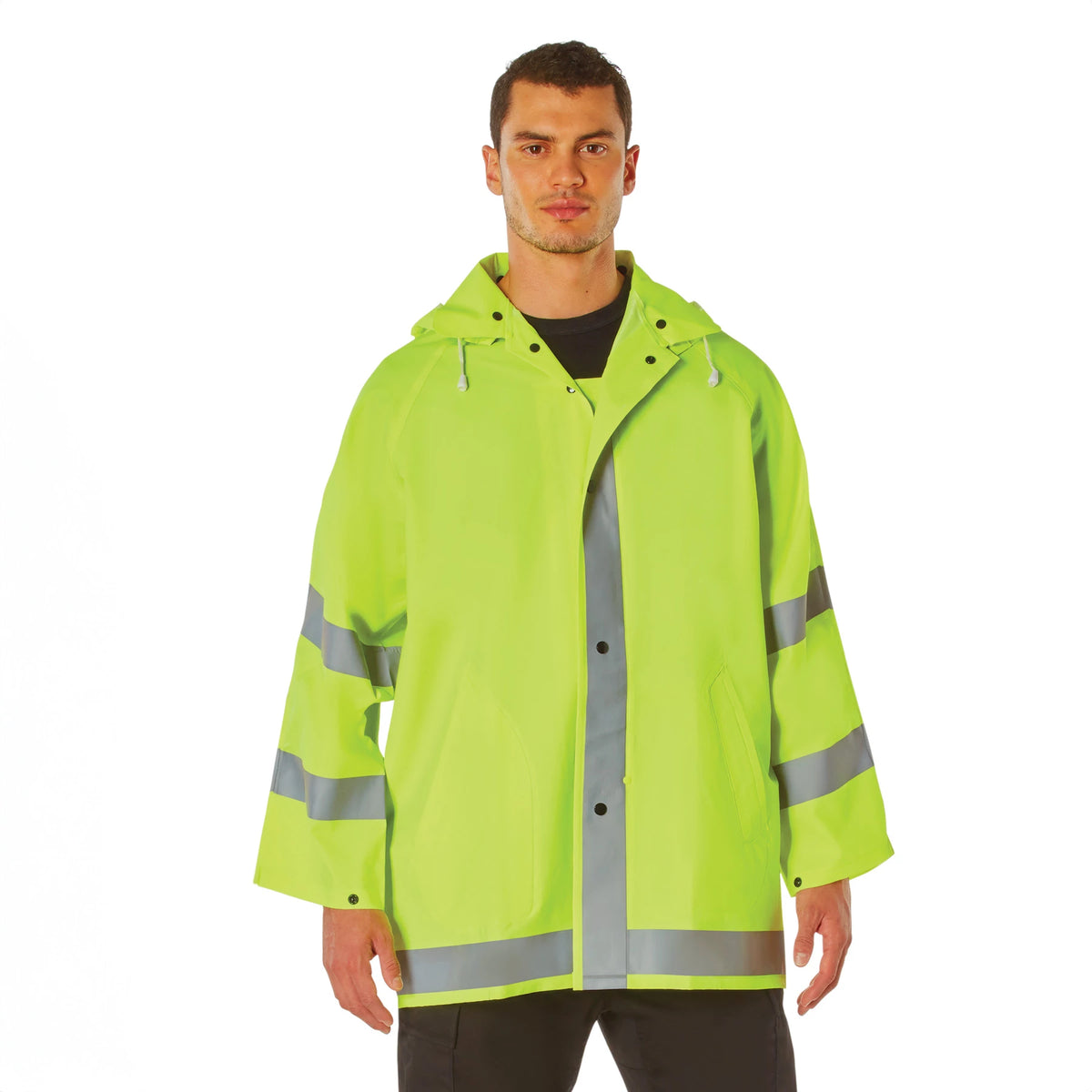 Rothco Safety Reflective Rain Jacket - Rothco 3654-SAFGRN-S