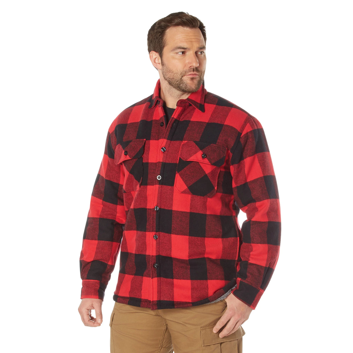Rothco Extra Heavyweight Buffalo Plaid Sherpa Lined Flannel Shirts - Rothco ##3739-RD-M