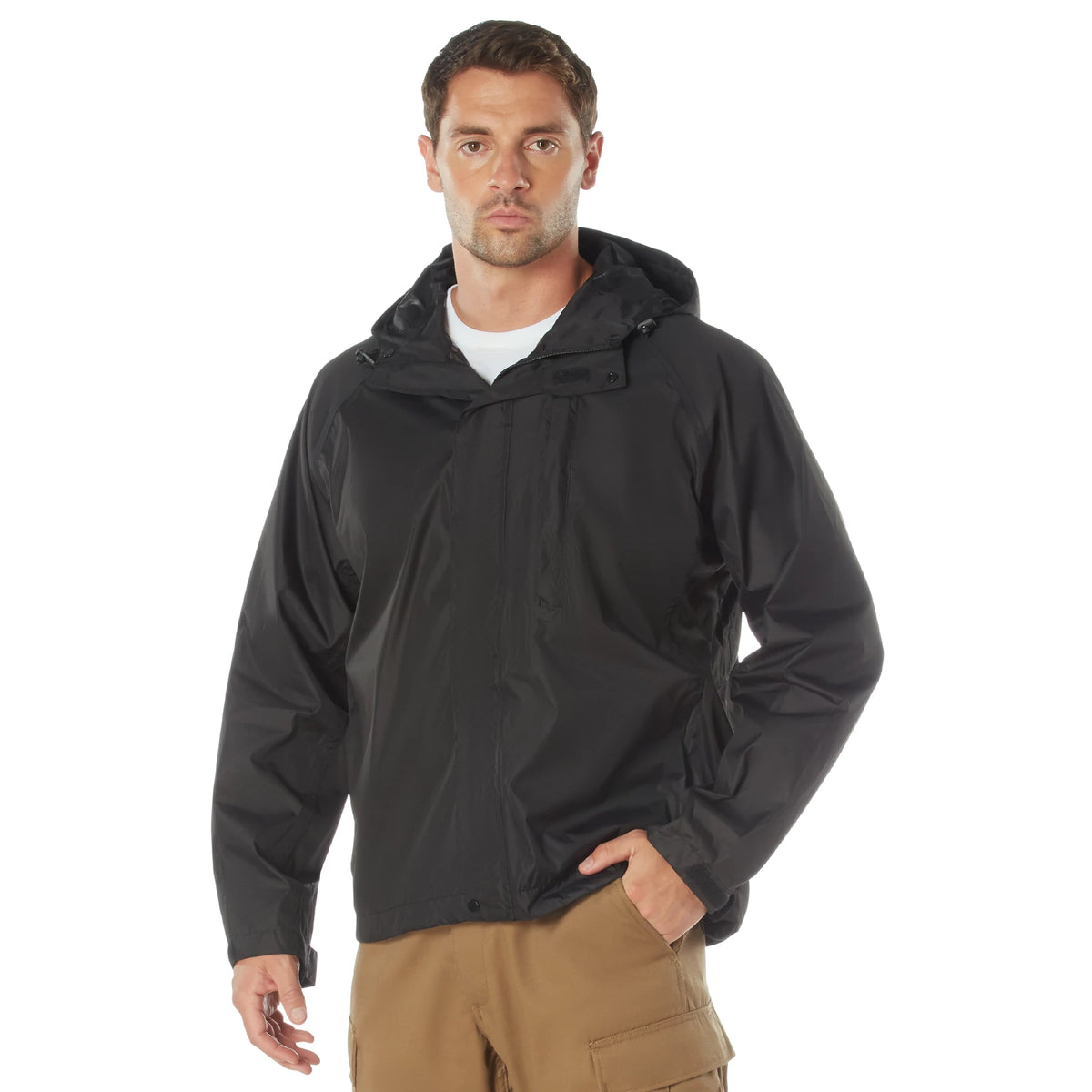 Rothco Packable Rain Jacket - Rothco 3754-BK-XL