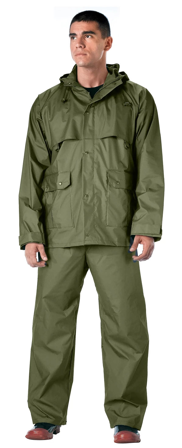 Rothco 2 Piece Microlite PVC Rainsuit - Rothco 3774-OD-S