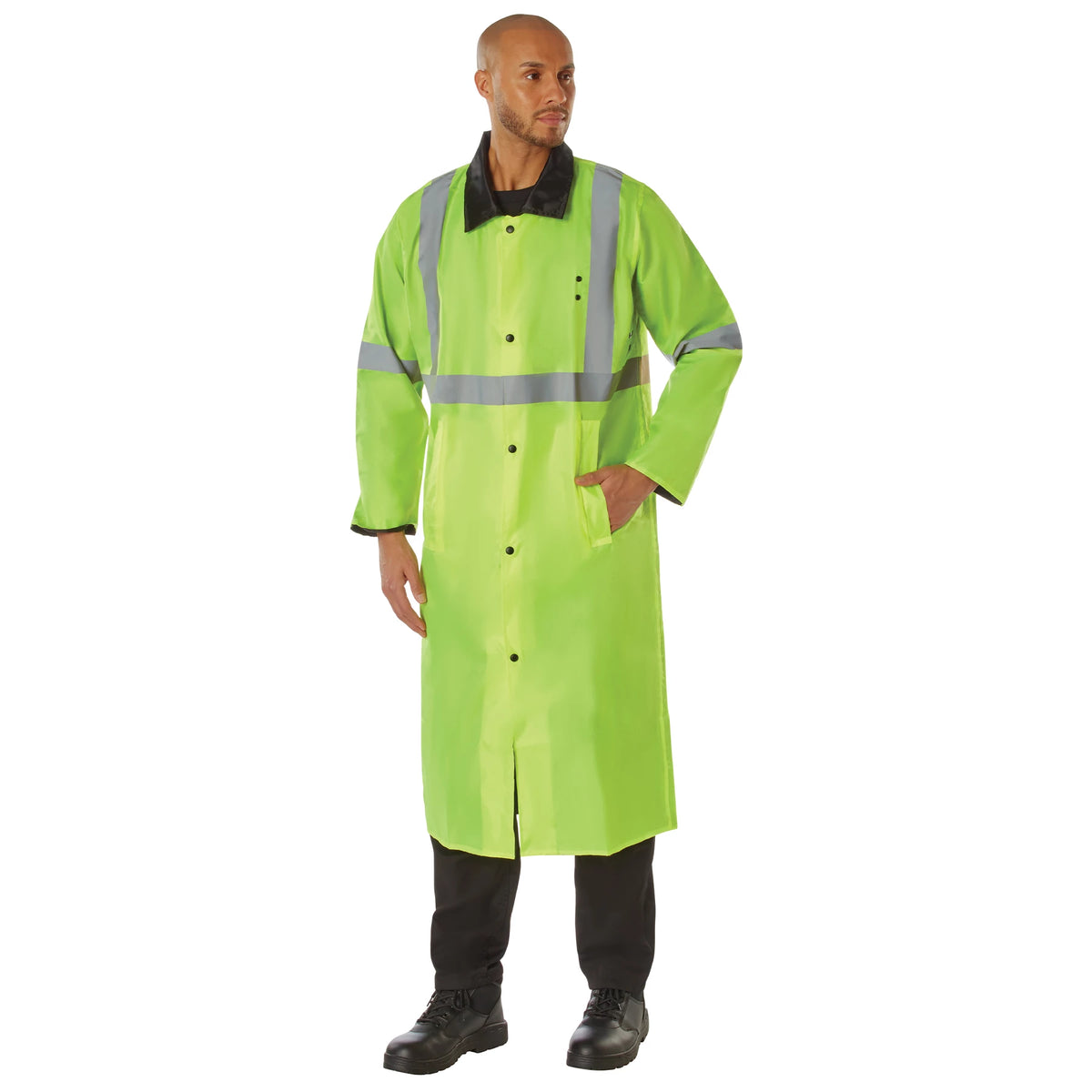 Rothco Reversible Reflective Rain Parka - Rothco 3900-SAFGRN-L