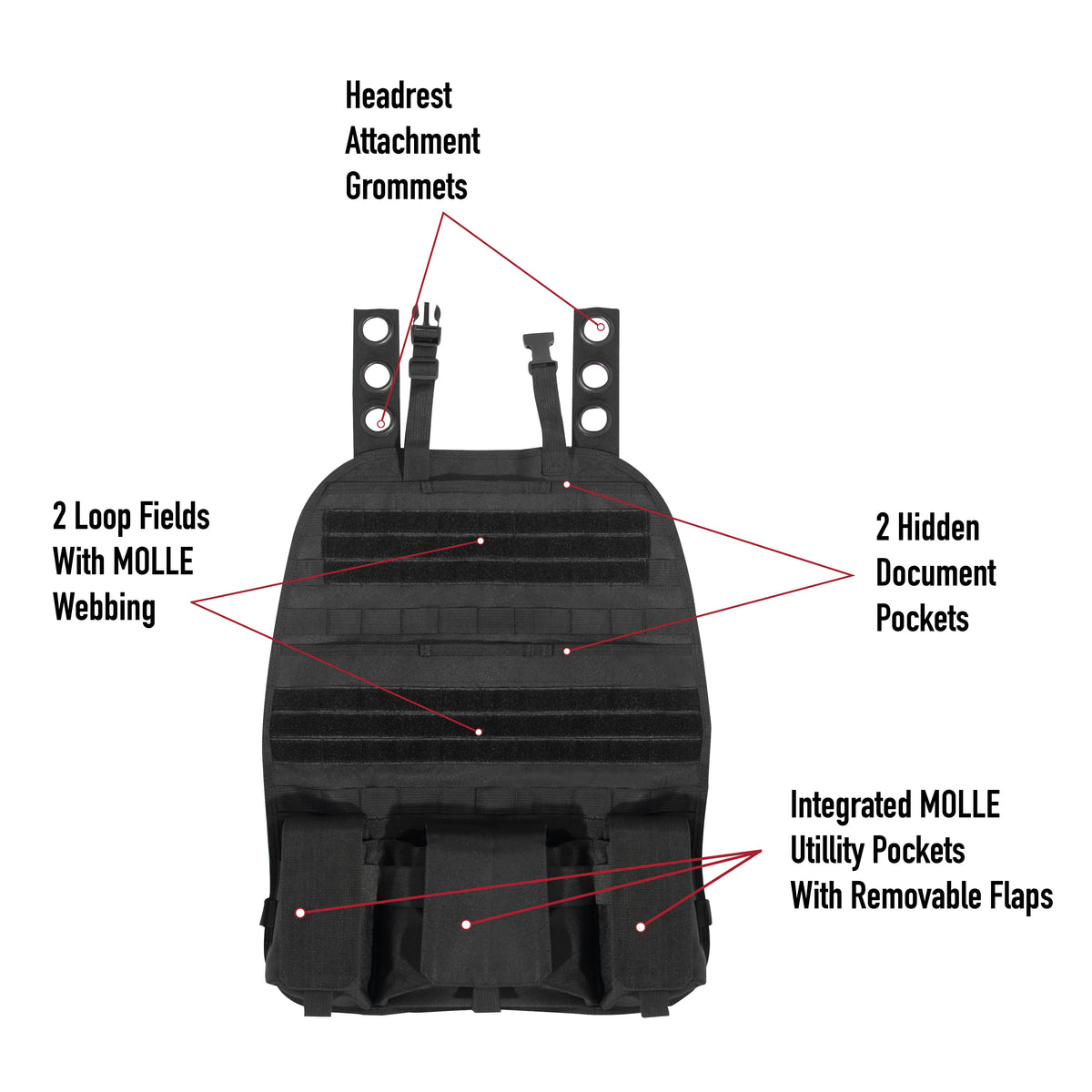 Rothco Tactical Car Seat Panel - Black - Rothco 3902