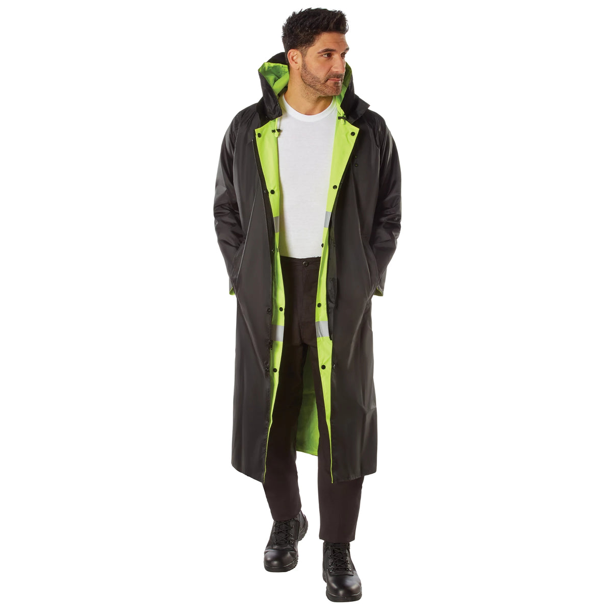 Rothco Hooded Reflective Rain Parka - Rothco 3906-SAFGRN-3XL