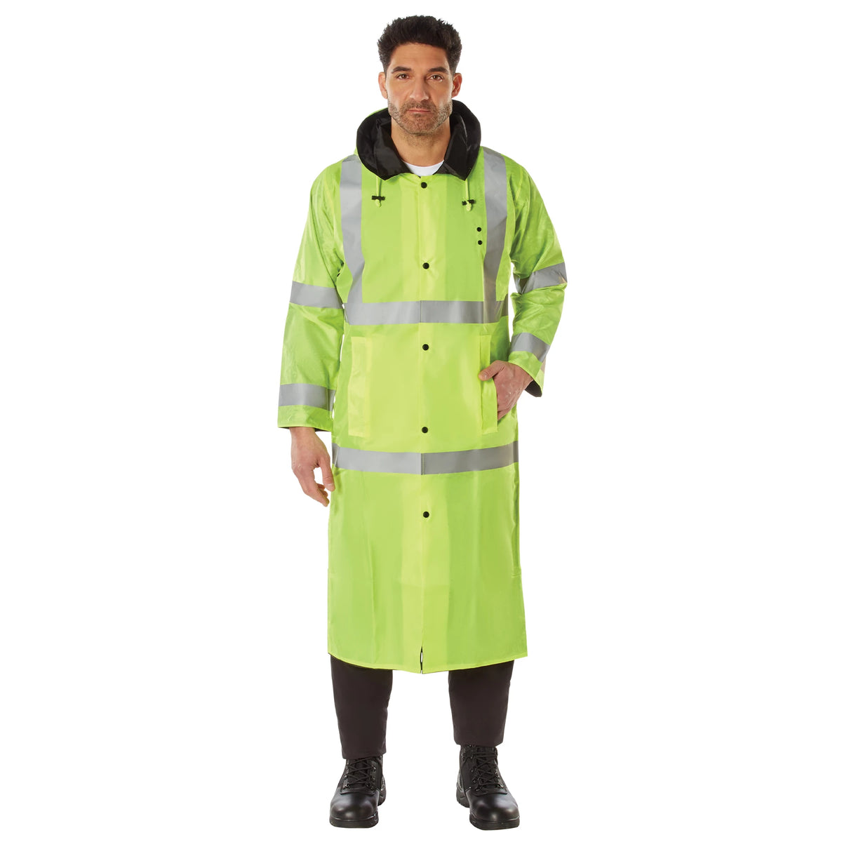Rothco Hooded Reflective Rain Parka - Rothco 3905-SAFGRN-XL