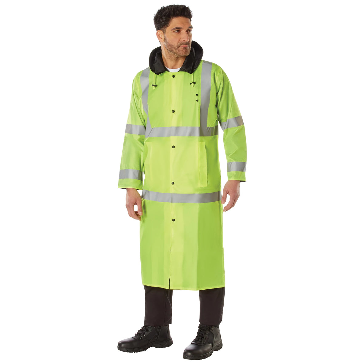 Rothco Hooded Reflective Rain Parka - Rothco 3906-SAFGRN-3XL