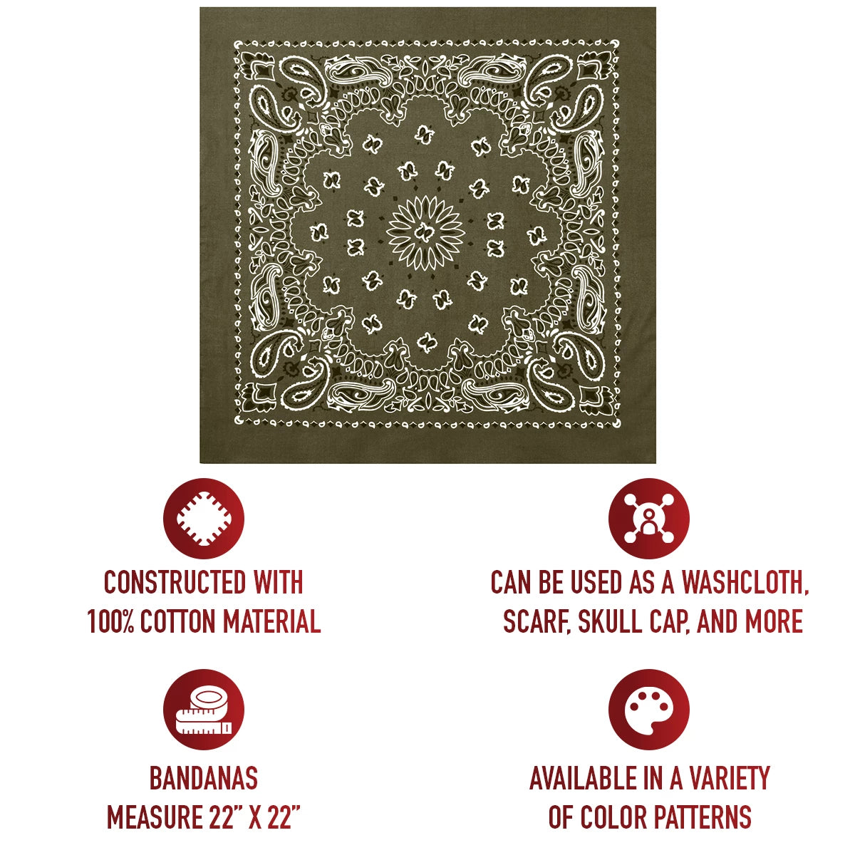 Rothco Trainmen Paisley Bandana - 22" X 22" - Rothco 4051