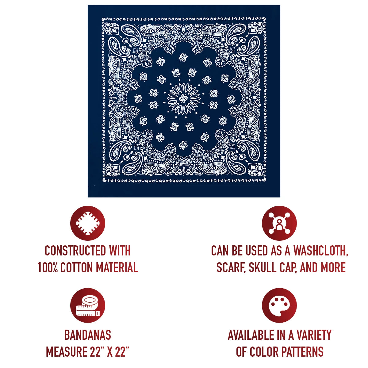 Rothco Trainmen Paisley Bandana - 22" X 22" - Rothco 4142-NB